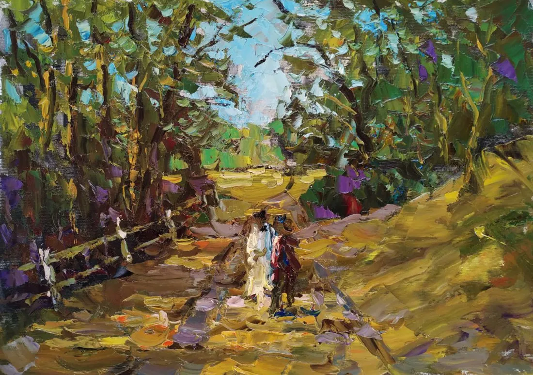 Oil painting Forest walk Sergey Ivanovich Animov