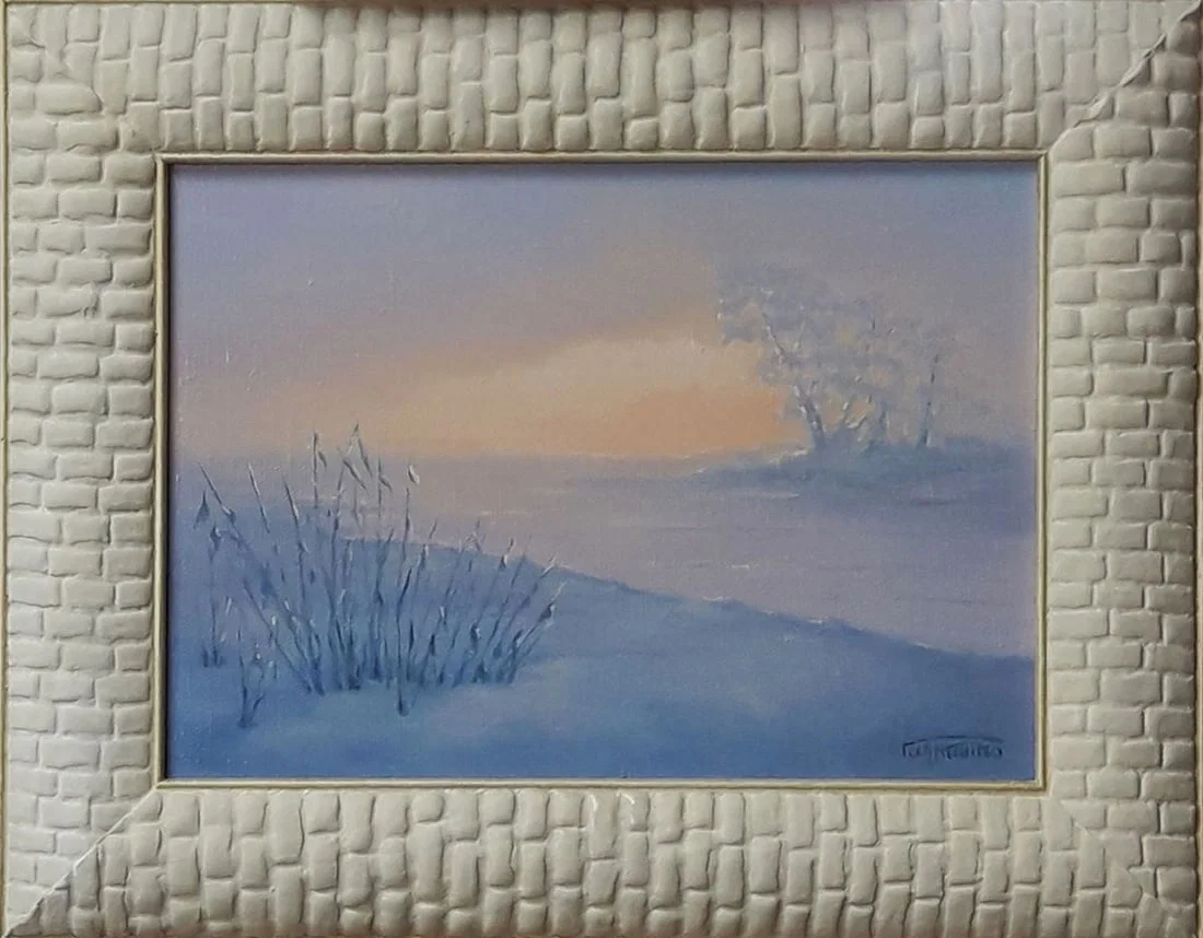 Oil painting Frosty winter morning Vasily Korkishko