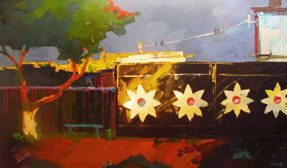 Oil painting Gate in the Village Natalia Korf-Ivaniuk