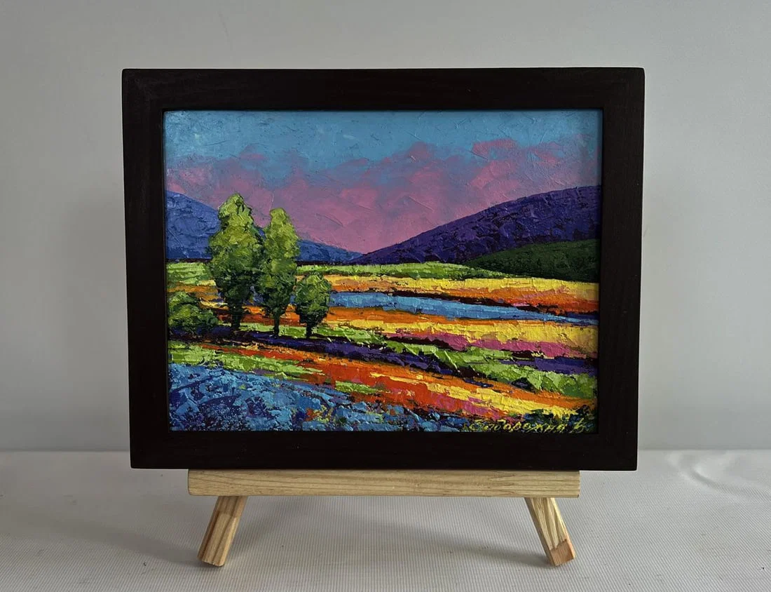 Oil painting Gentle pink sunset V. Zadorozhnya