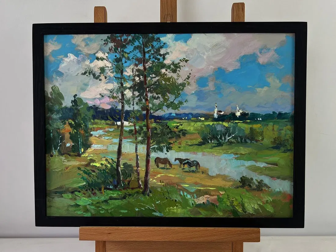 Oil painting Horses by the river Yuriy Suprunchuk