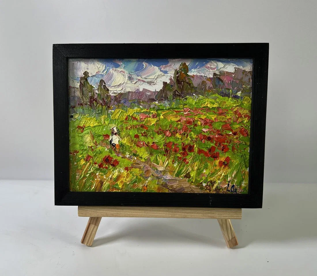 Oil painting In the poppy fields Oleksiy Ivanyuk