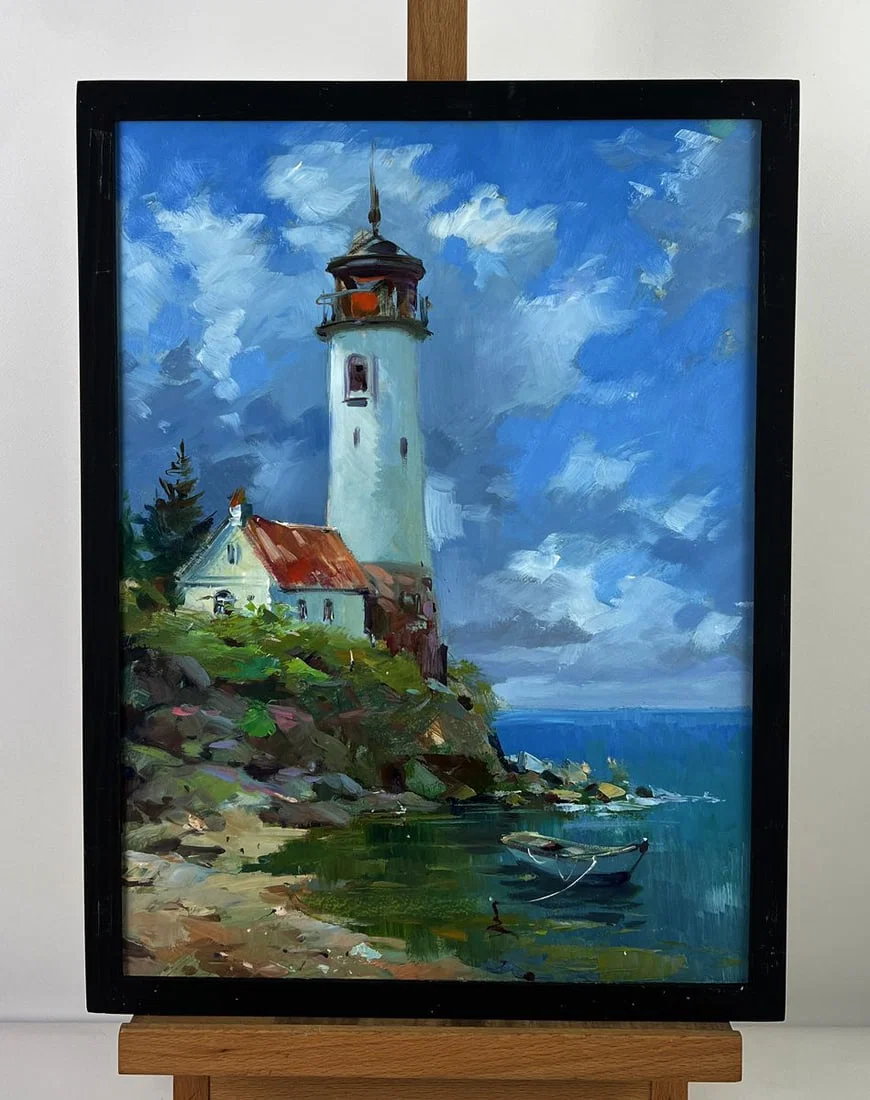 Oil painting Lighthouse above the sea Yuriy Suprunchuk