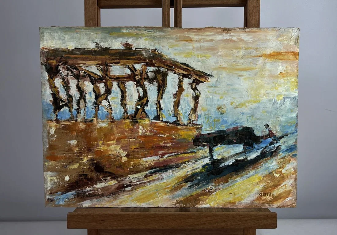 Oil painting Melody to balance Vadim Aksenov