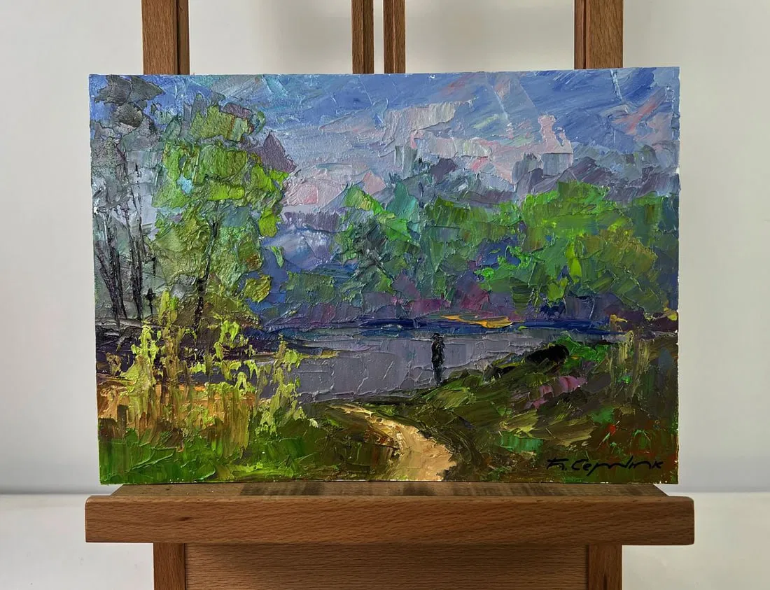 Oil painting Morning walk along the river Boris Serdyuk