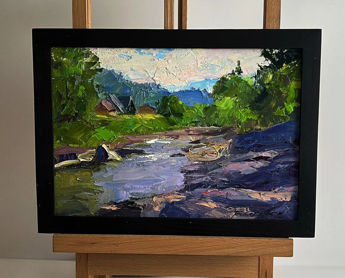 Oil painting Near a mountain stream Boris Serdyuk
