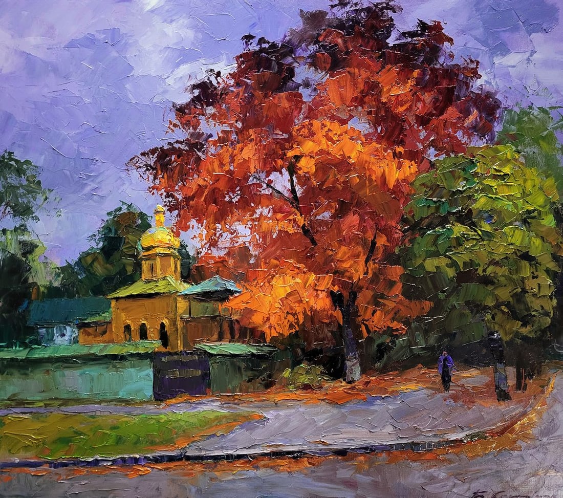 Oil painting October in the city Boris Serdyuk