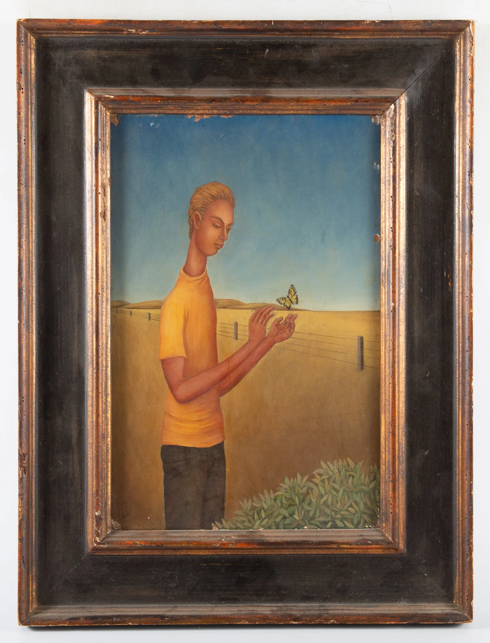 OIL PAINTING OF BOY with BUTTERFLY