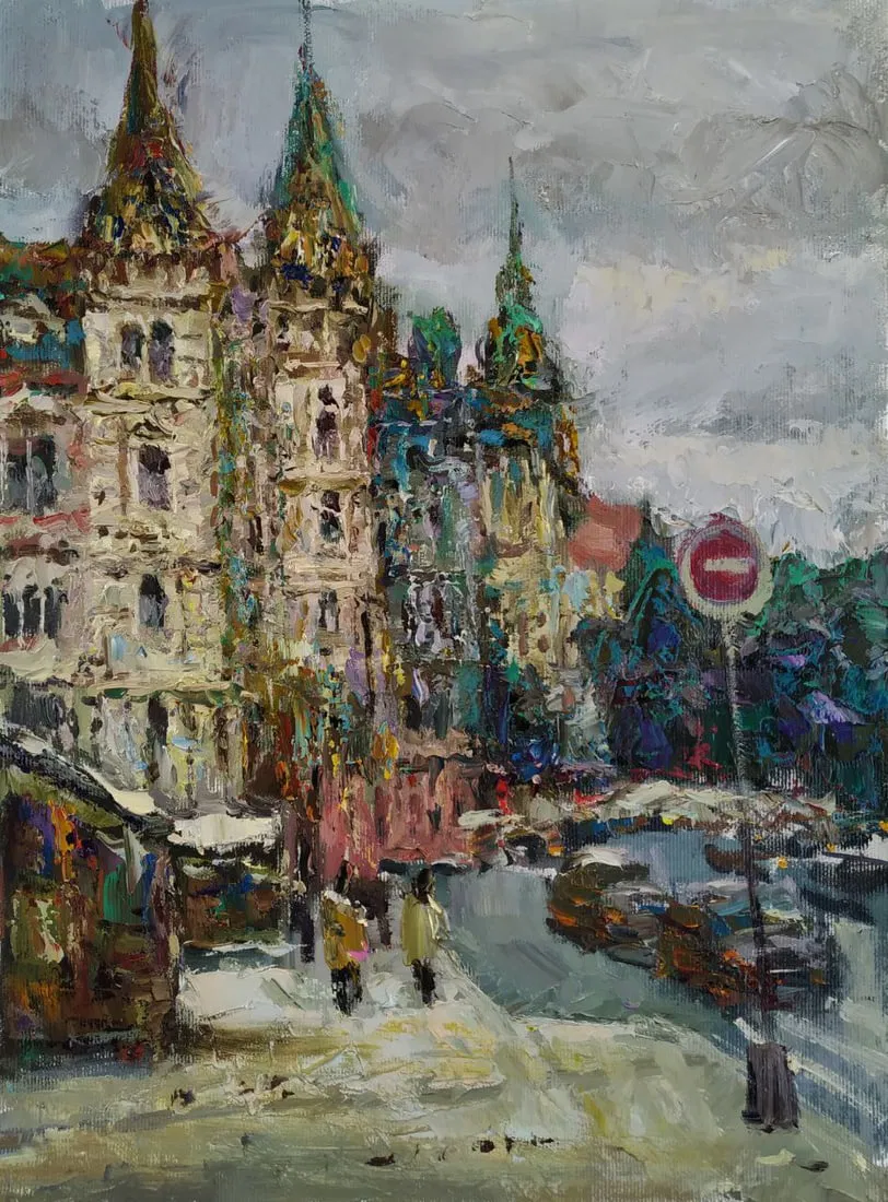Oil painting Old city Sergey Ivanovich Animov