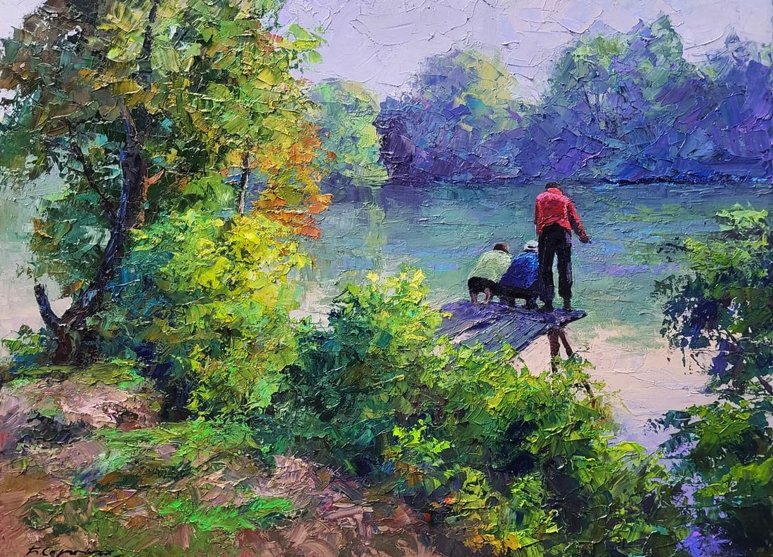 Oil painting On morning fishing Boris Serdyuk