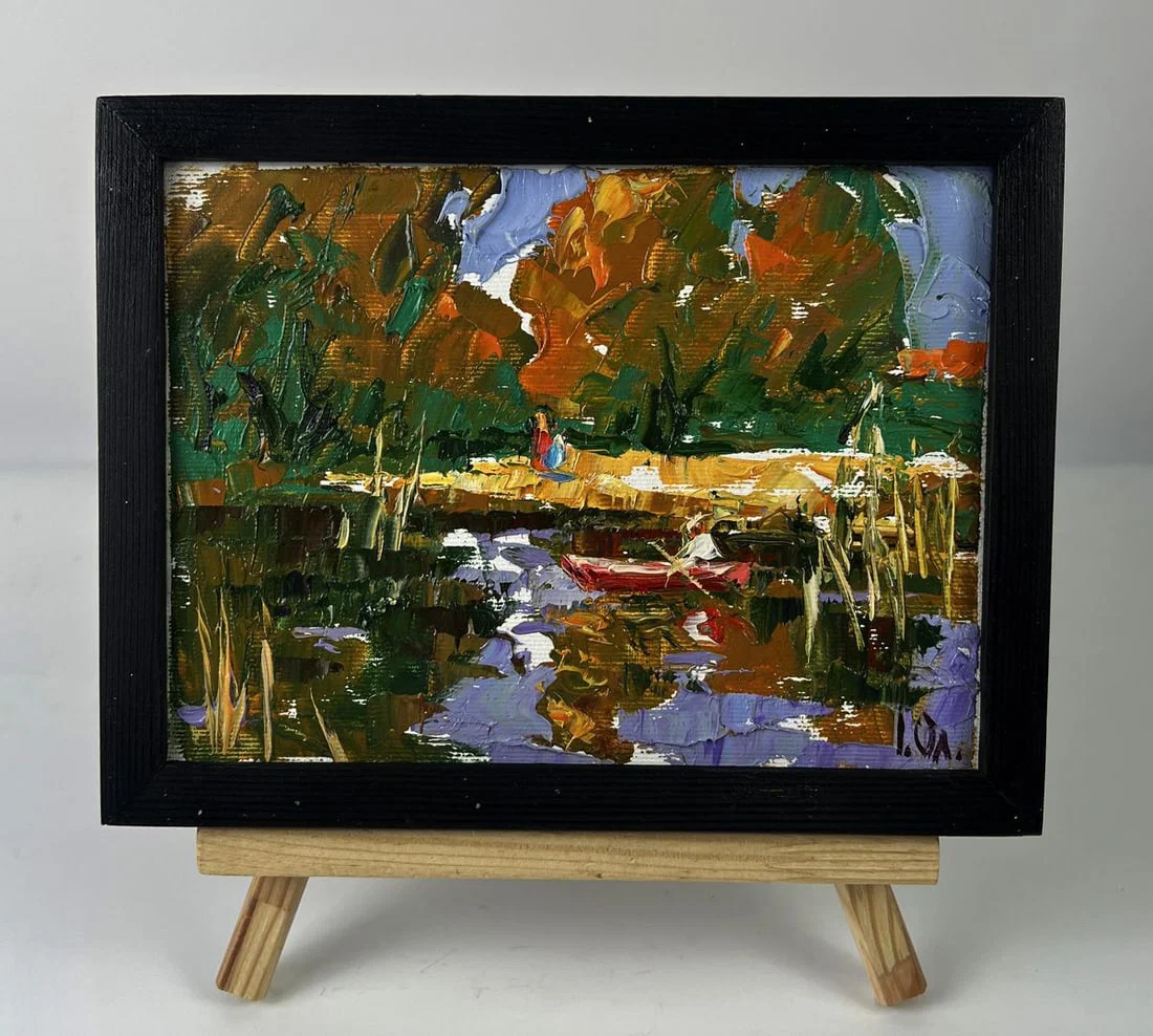 Oil painting On the autumn lake Oleksiy Ivanyuk