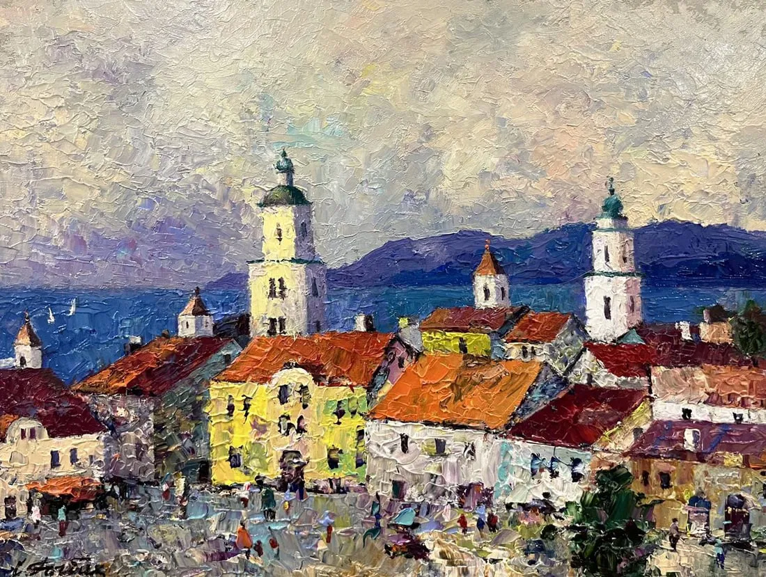 Oil painting Overlooking the main street Serhiy Rybak