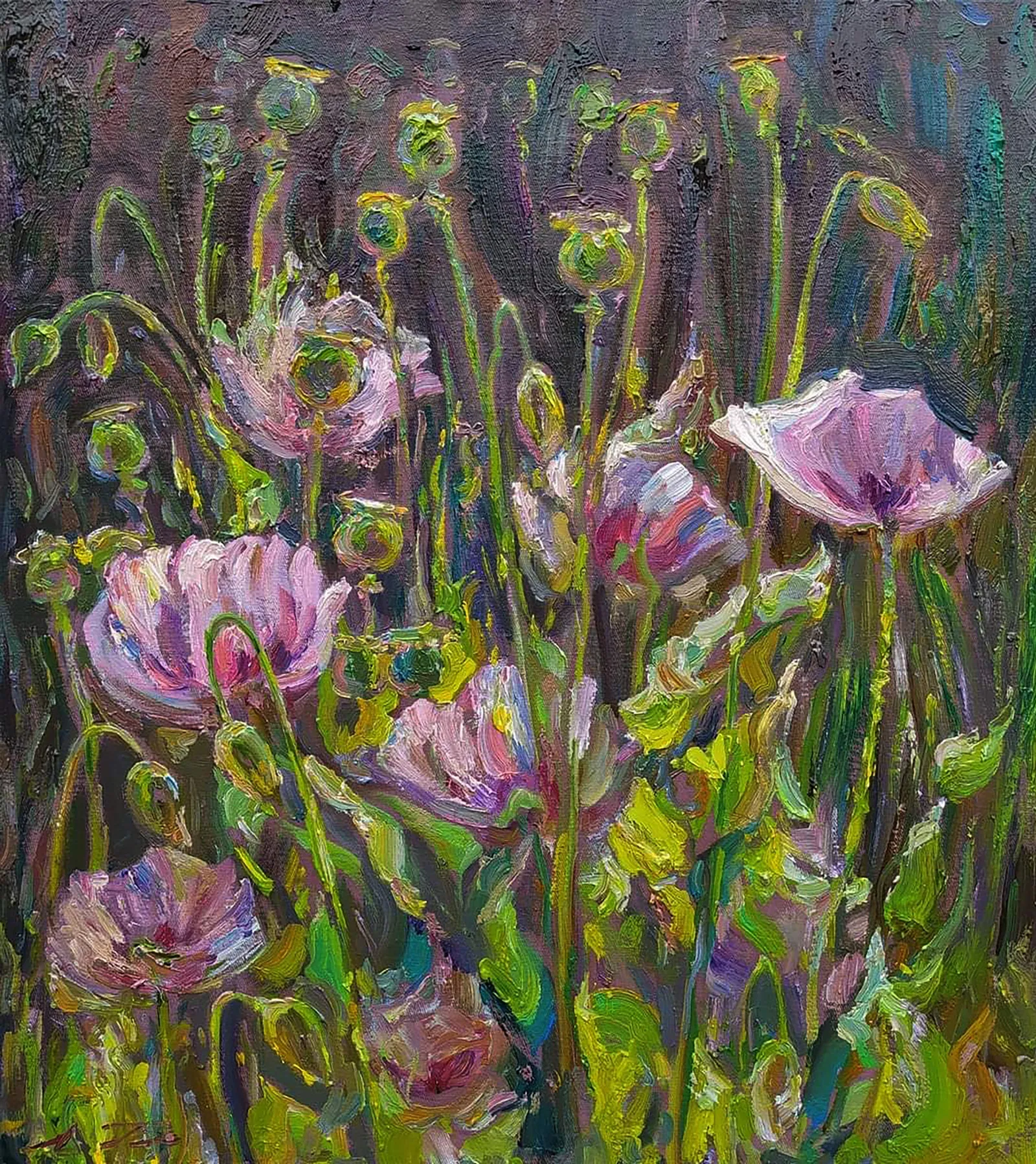 Oil painting Pink poppies Leonid Pavlenko