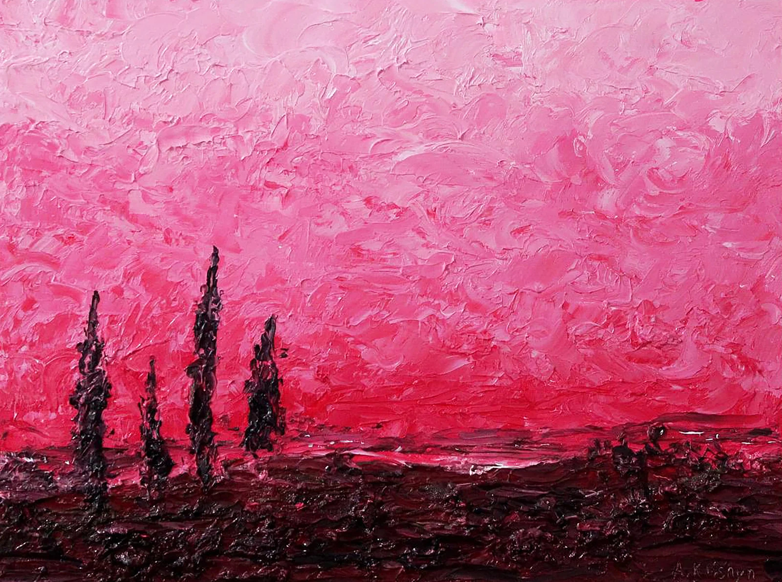 Oil painting Pink sunset Andriy Klishyn