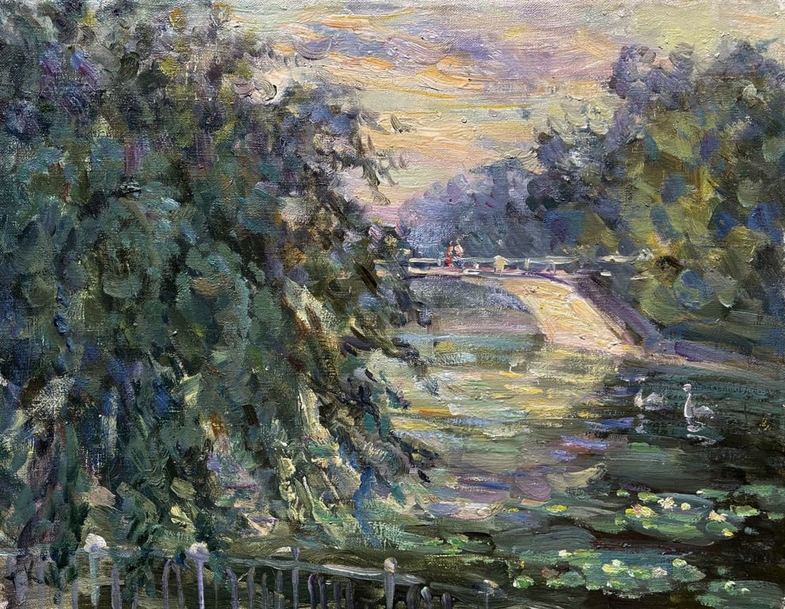Oil painting Pond in the City Park Ivan Kovalenko