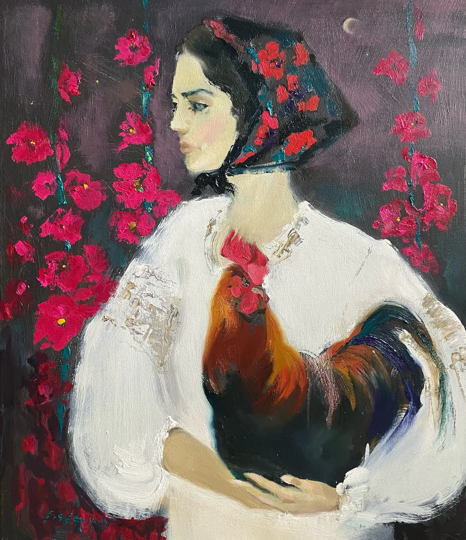 Oil painting Portait with Hen Yulia D.