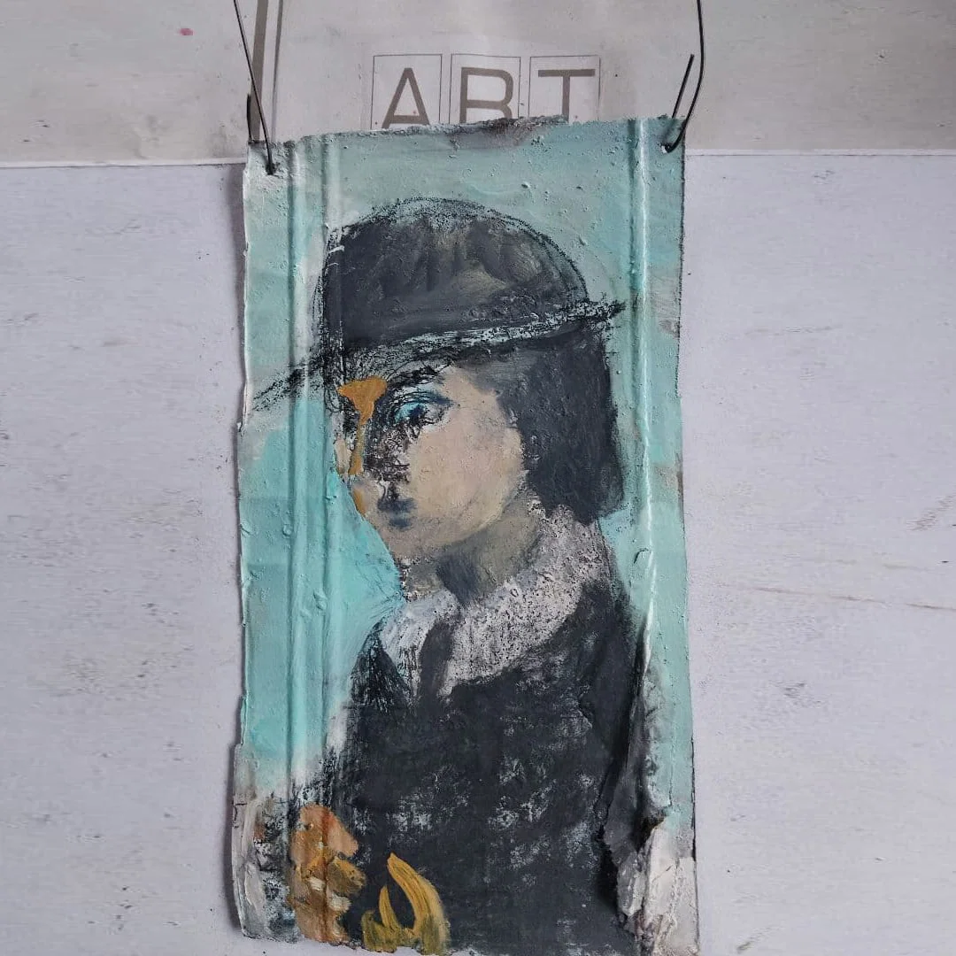 Oil Painting: Portrait in Blue and Black Tones