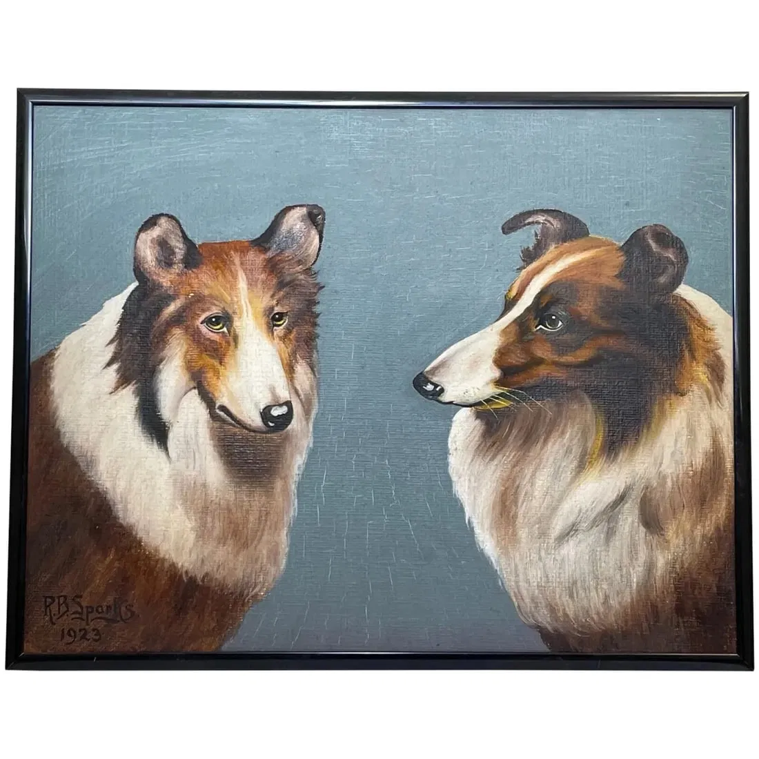 OIL PAINTING PORTRAIT SCOTTISH ROUGH COLLIE DOGS FOLLOWER BENEDICT ANGELL HYLAND