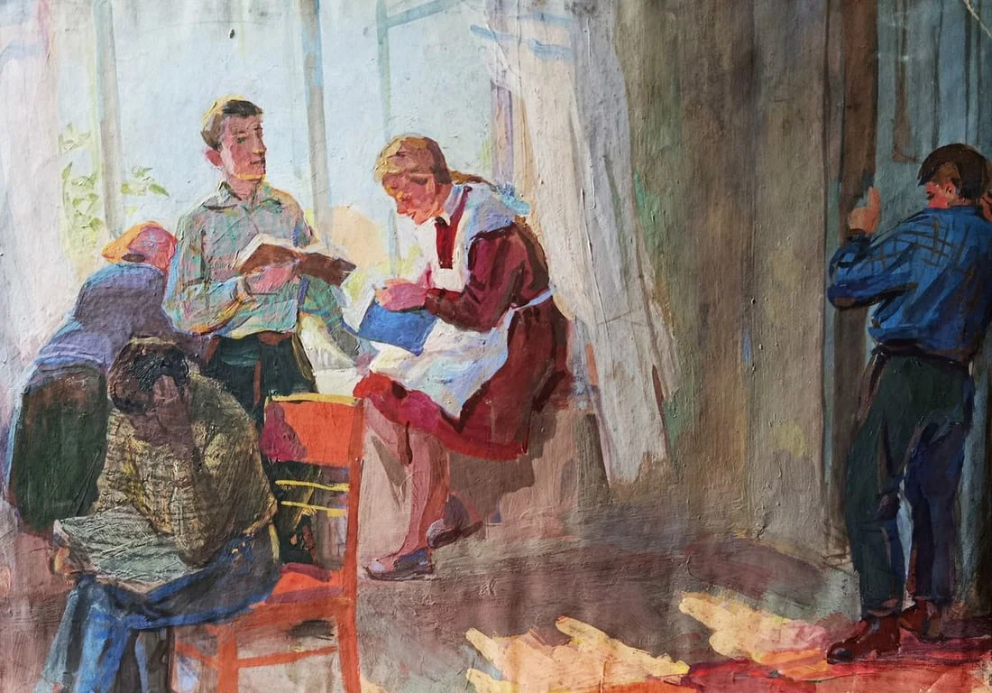 Oil painting Reading books by the window Unknown artist