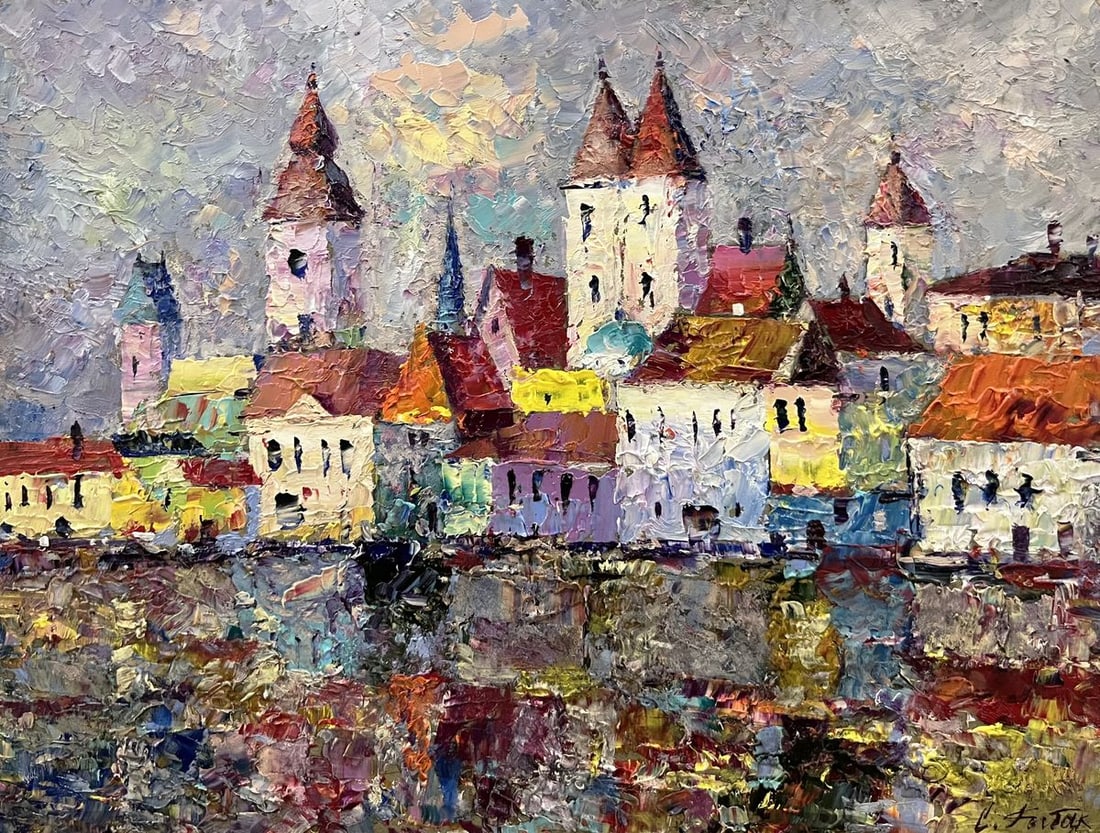Oil painting Reflection of the city's dynamics Serhiy Rybak