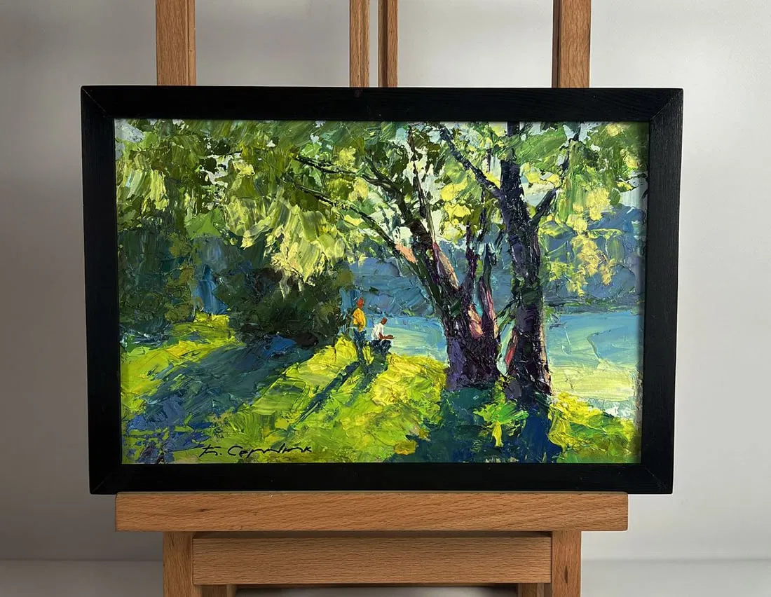 Oil painting Relaxing on the river Boris Serdyuk