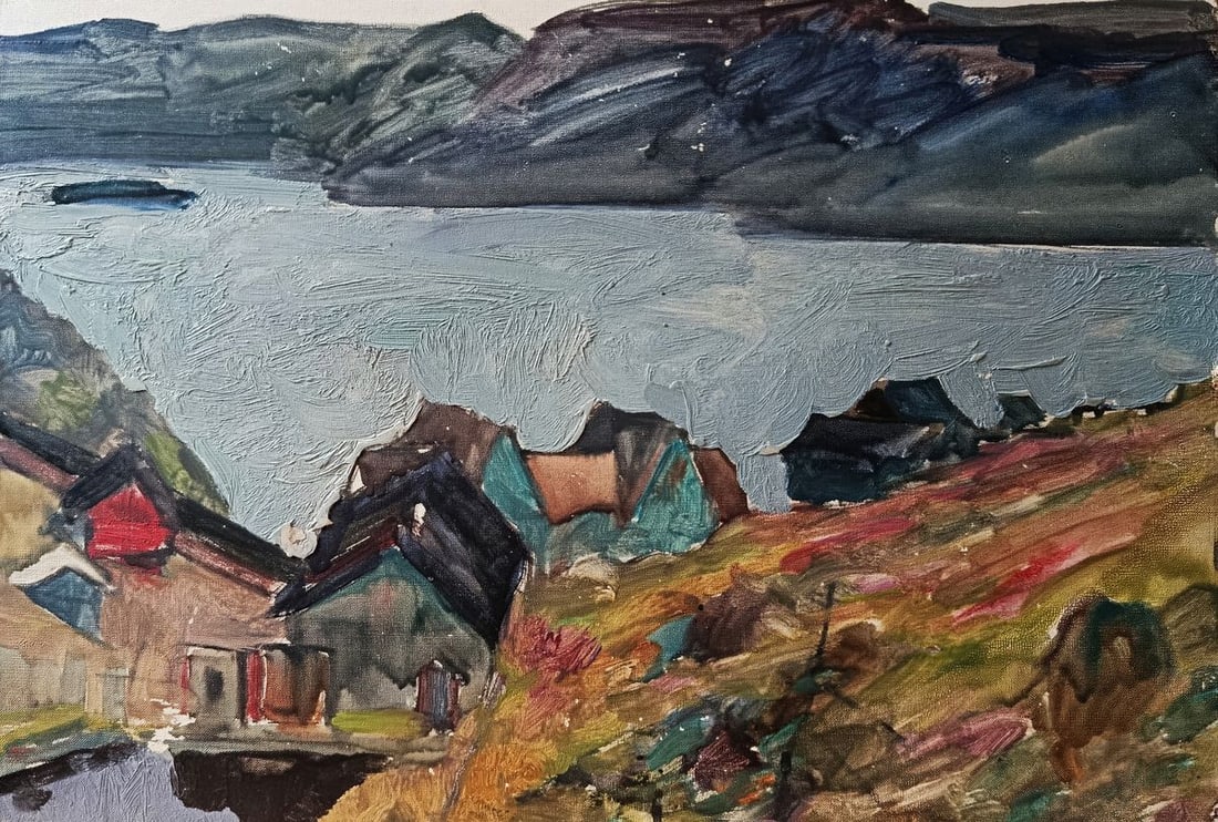 Oil painting River in the mountains Unknown artist