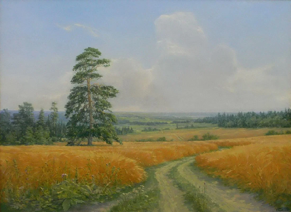 Oil painting Road in the field Vasily Korkishko