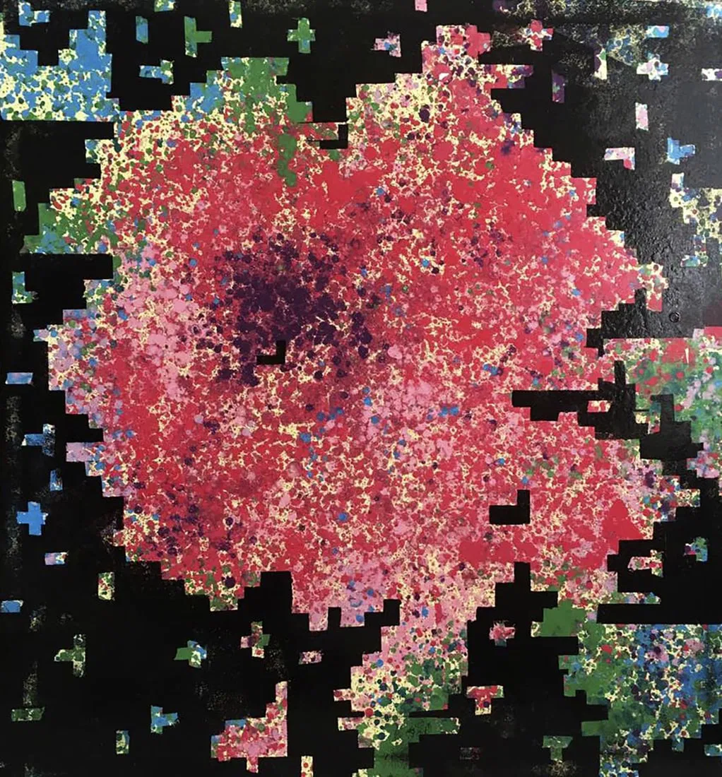 Oil painting Rose in Pixel Natalia Korf-Ivaniuk