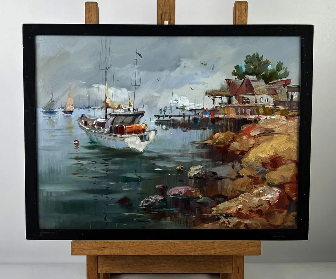 Oil painting Sea Harbor Before the Storm Yuriy Suprunchuk