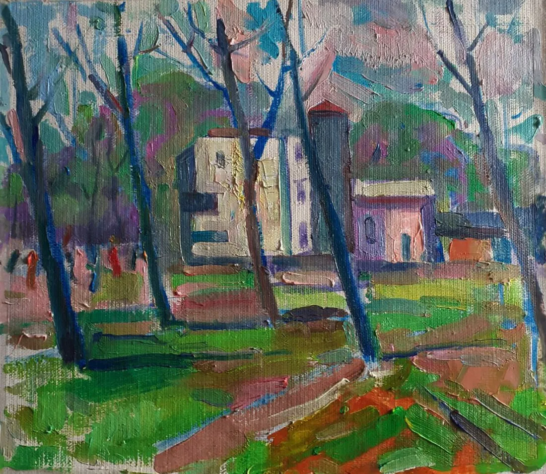 Oil painting Spring in the park Pavel Dobrev