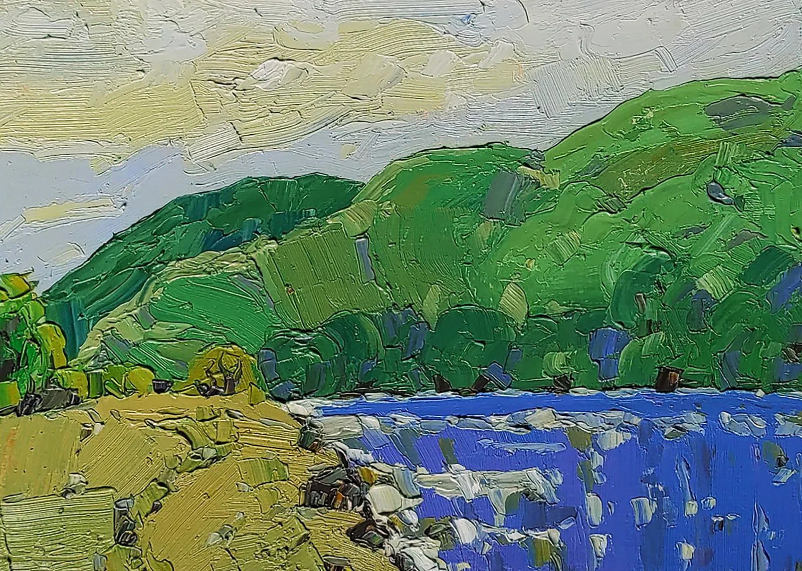 Oil painting Spring on the river Yaroslav Savchyn