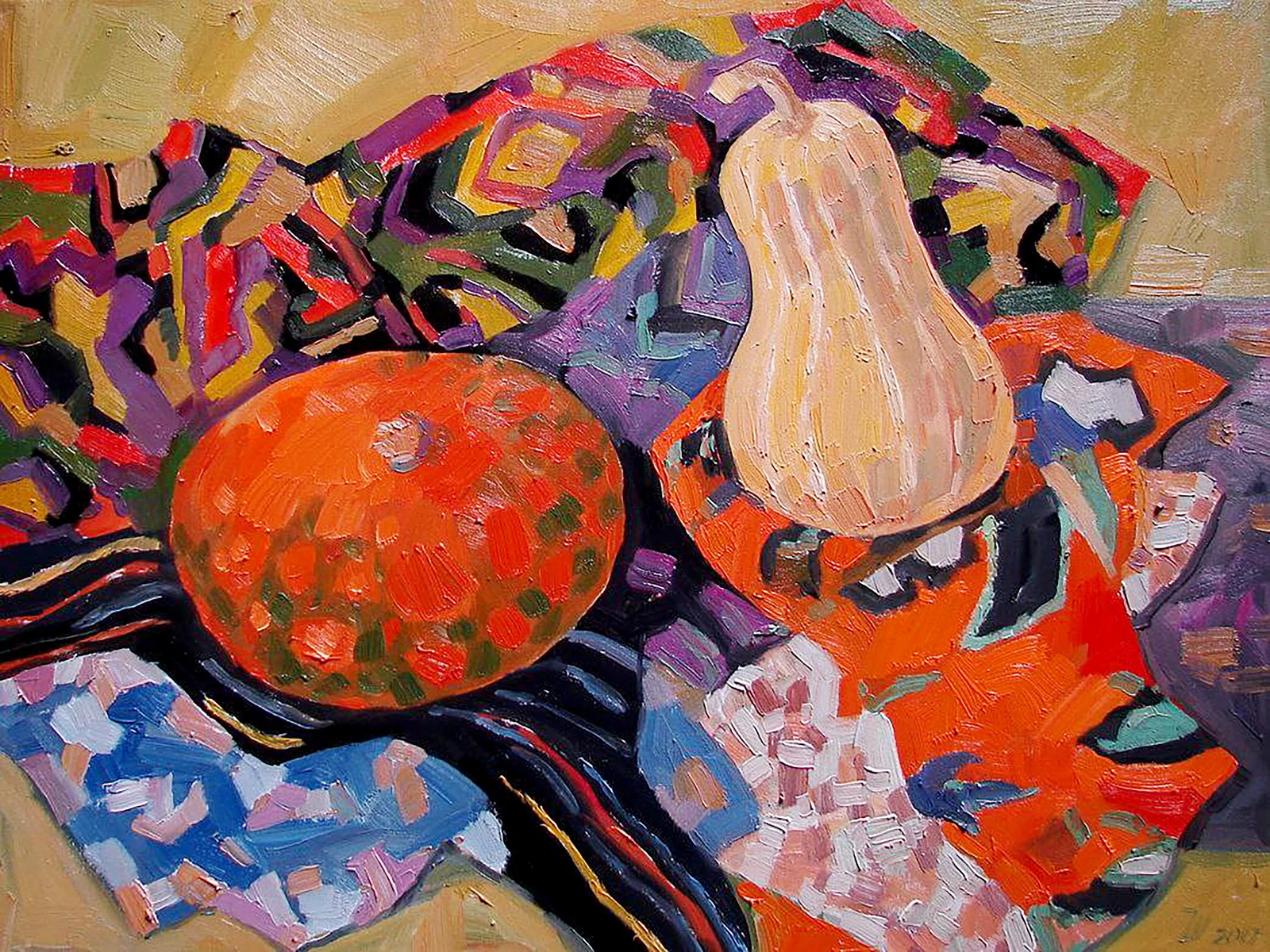 Oil painting Still life with Hokkaido pumpkin Tatyana Shulyak