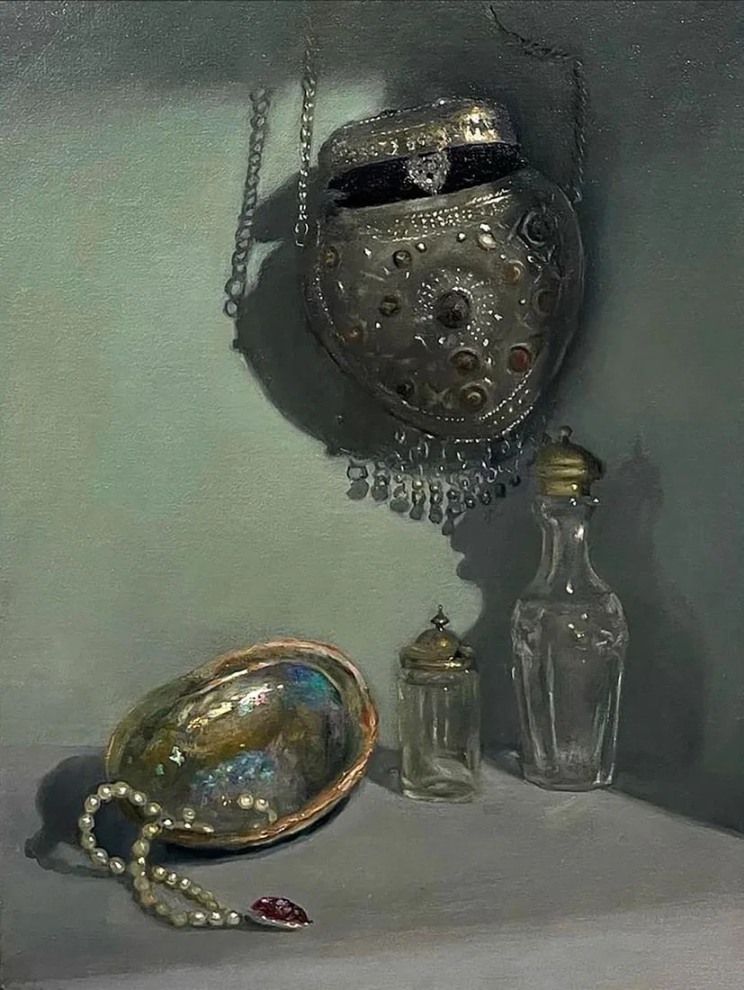 Oil painting Still life with Pearl and Glass Annam Butt