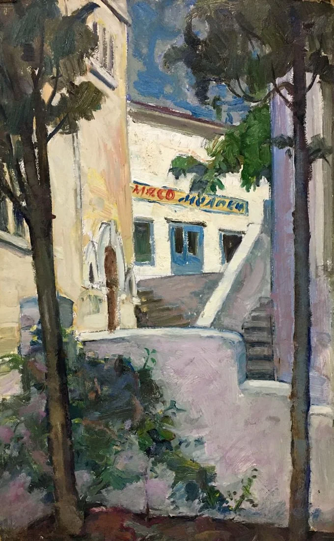 Oil painting Street Mynka Alexander Fedorovich