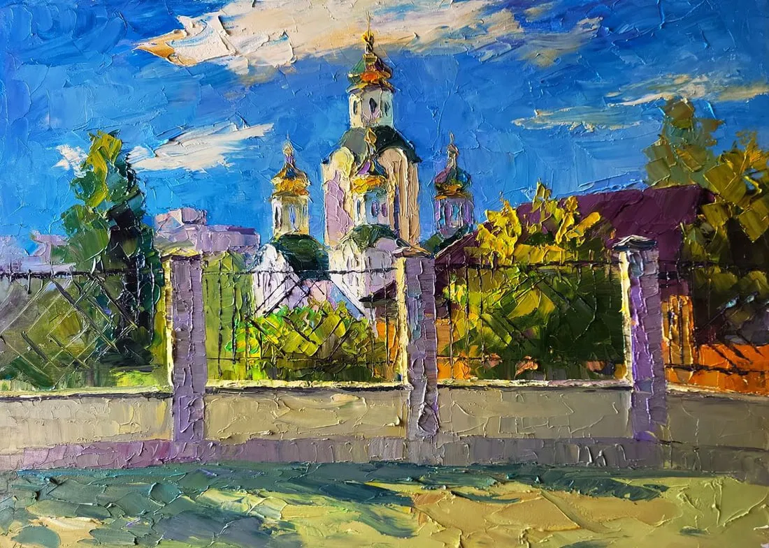 Oil painting Sunny day of the church Boris Serdyuk