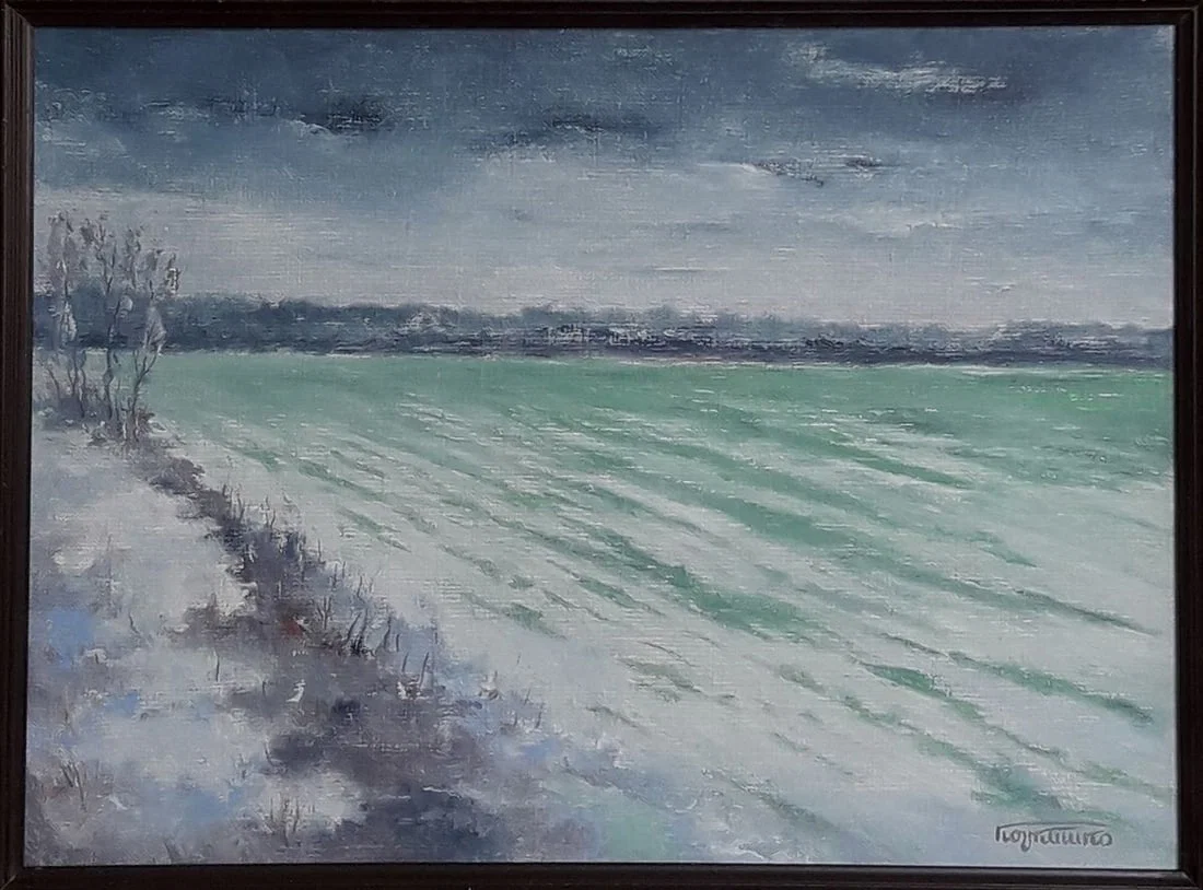 Oil painting The first snow fell Vasily Korkishko