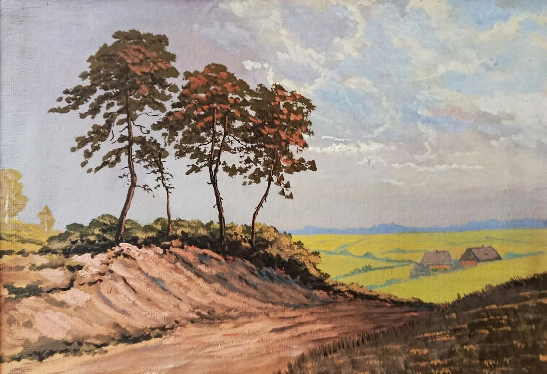 Oil painting The road to the village Unknown artist