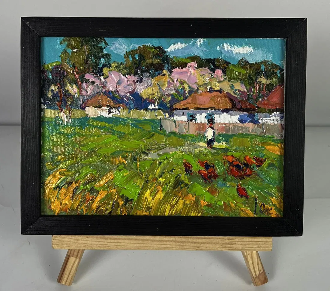Oil painting The spring smell of the village Oksana Ivanyuk