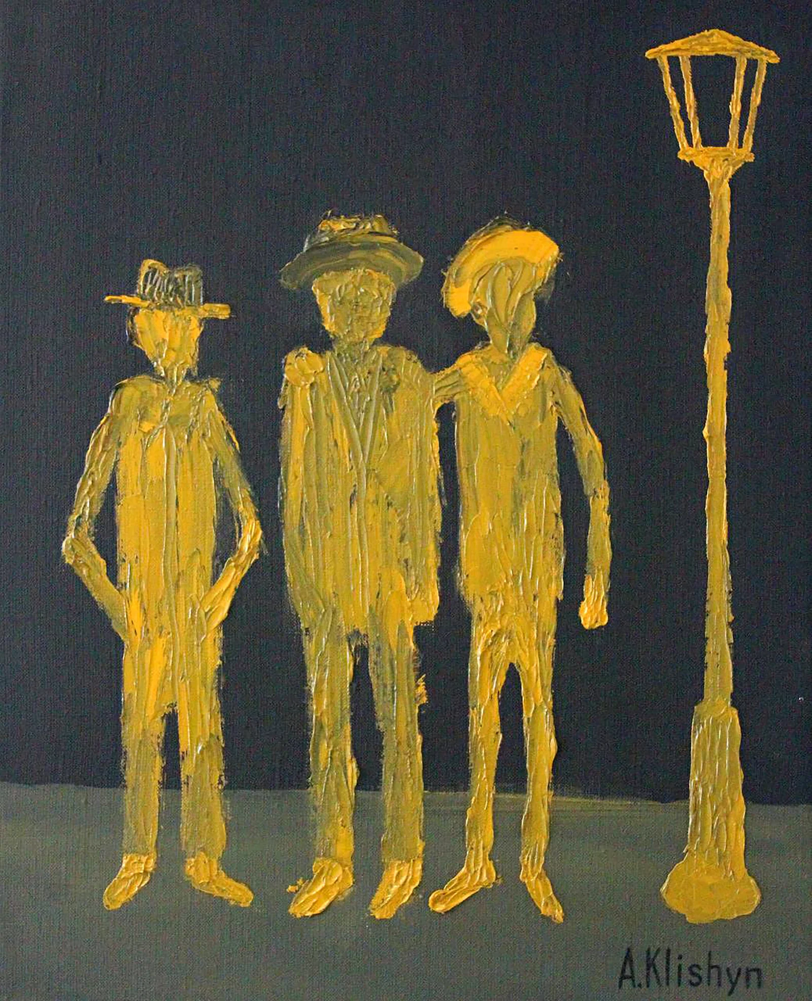 Oil painting Three in hats Andriy Klishyn