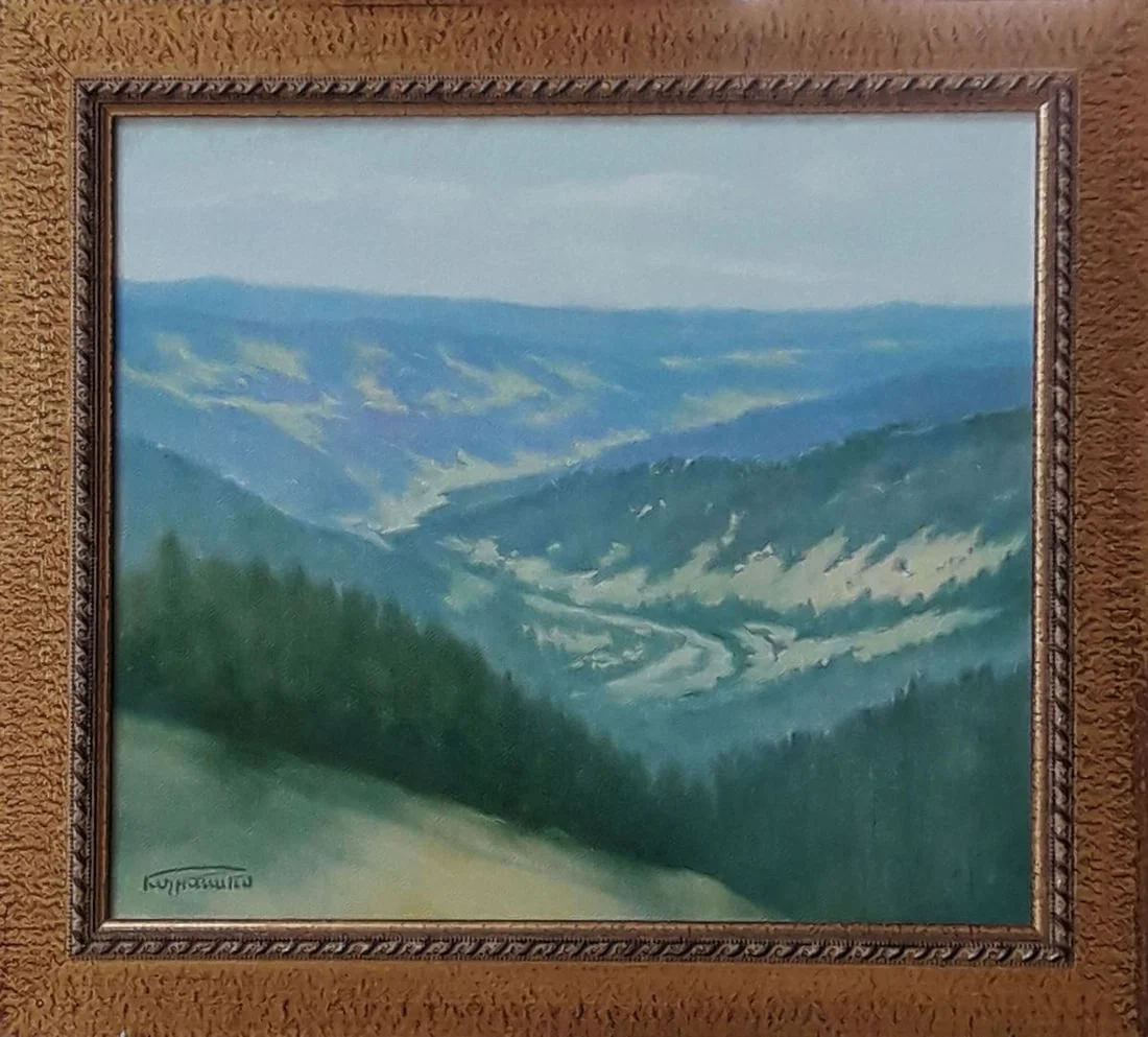 Oil painting View of forested mountains Vasily Korkishko