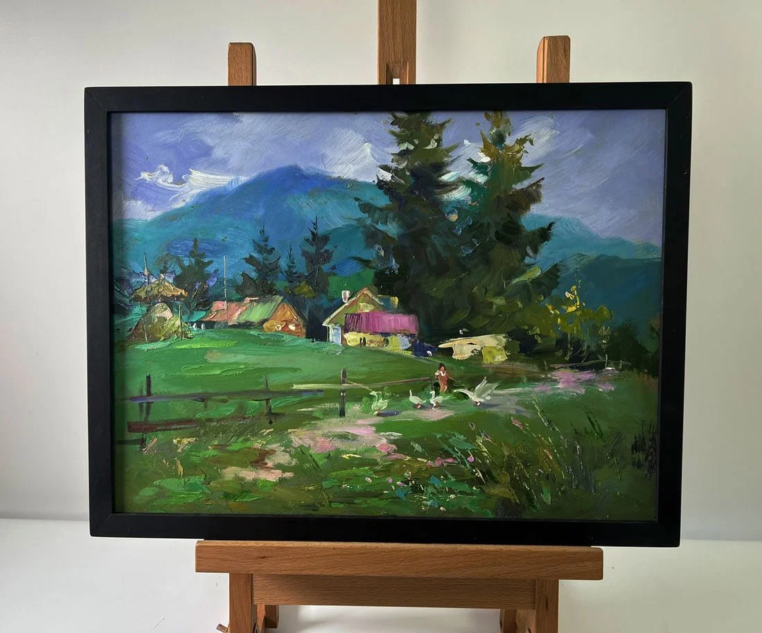 Oil painting Village in the mountains Yuriy Suprunchuk