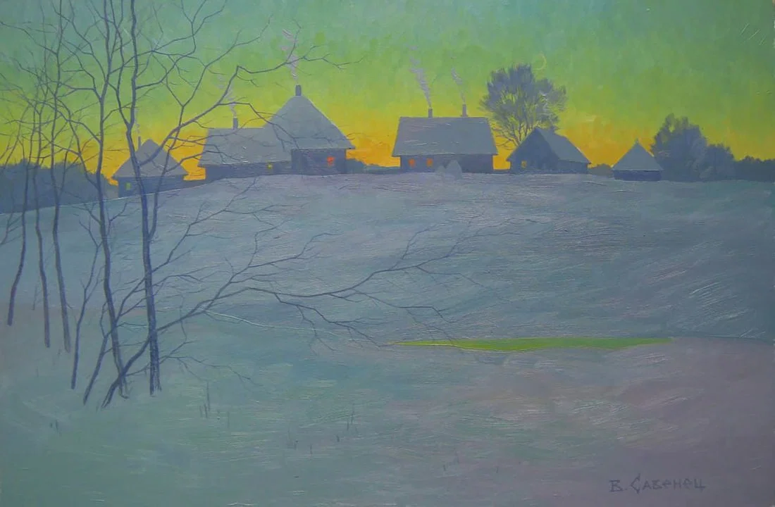 Oil painting Winter evening Valery Savenets