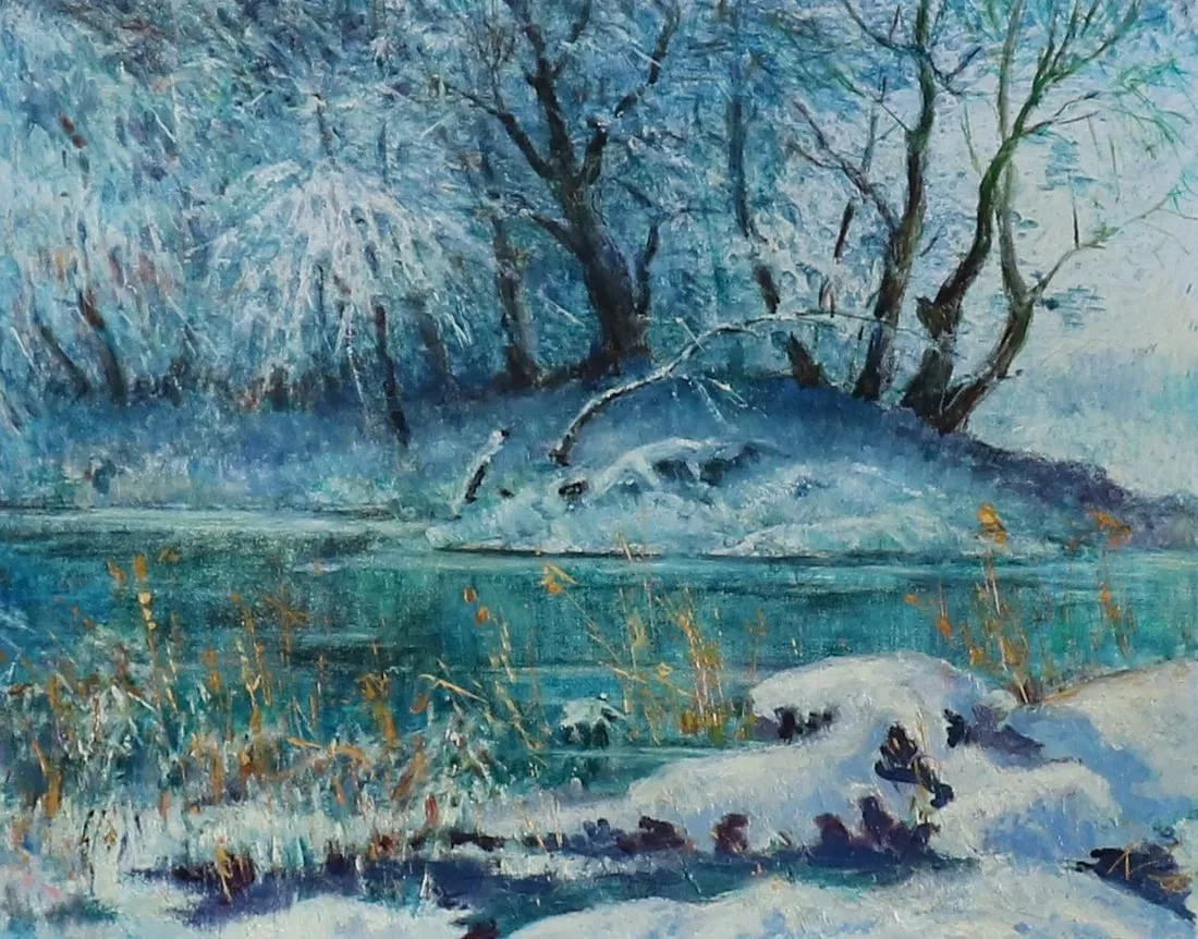 Oil painting Winter evening Vitaly Duhnevich