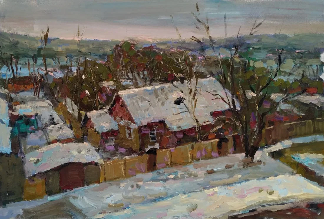 Oil painting Winter has come Sergey Ivanovich Animov