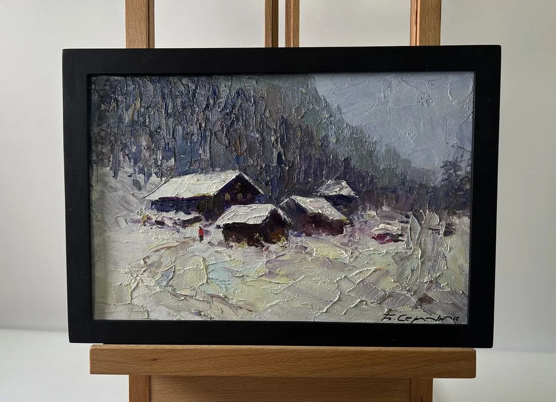 Oil painting Winter village Boris Serdyuk
