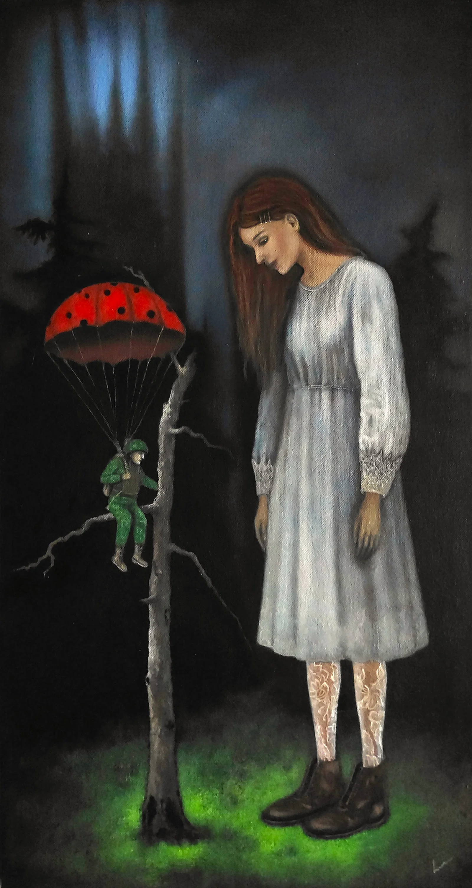 Oil painting Woman in white Ukrainian painter