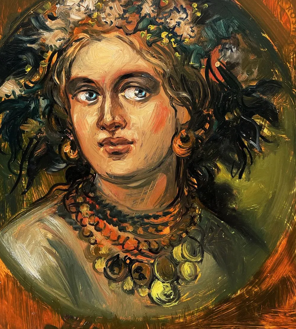 Oil painting Woman with flowers Alexander Litvinov