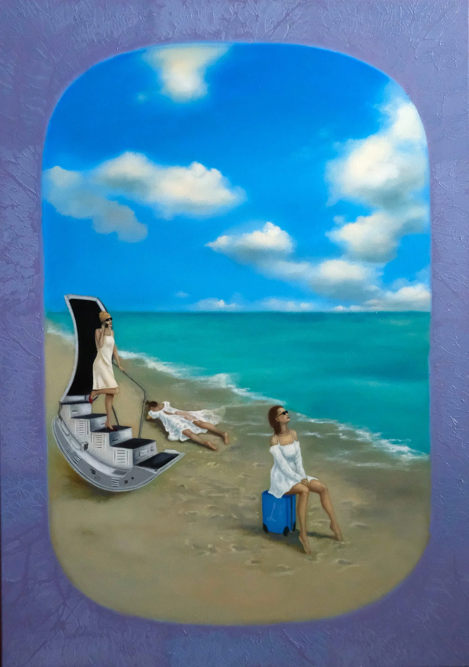Oil painting Women on the beach Ukrainian painter