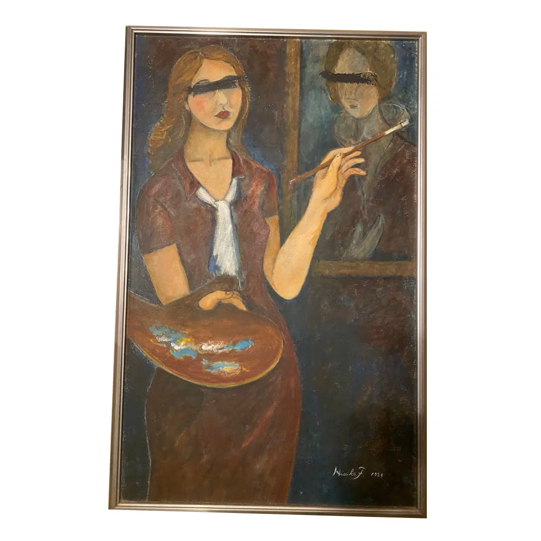 Oil painting work - Artist creating