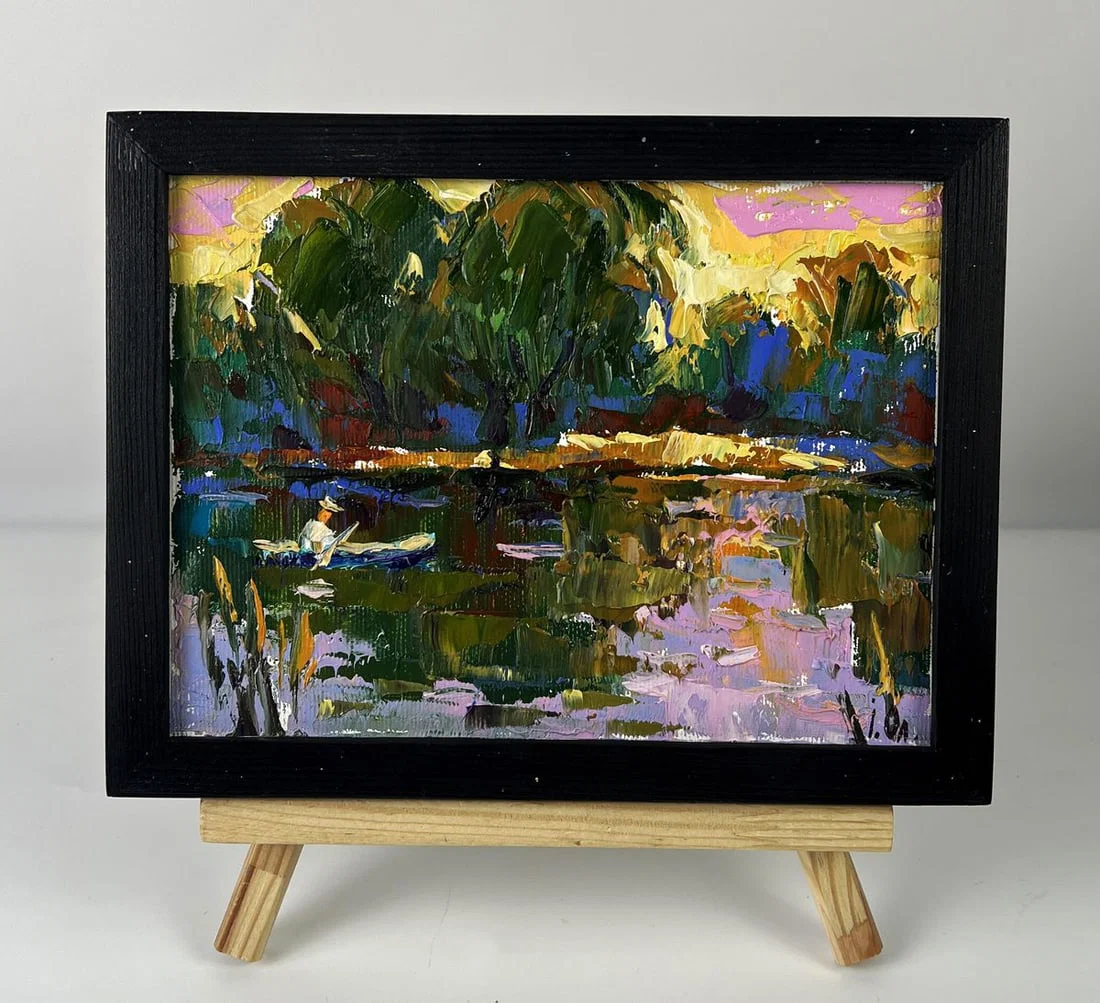 Oil painting Yellow sunset over the river Oleksiy Ivanyuk